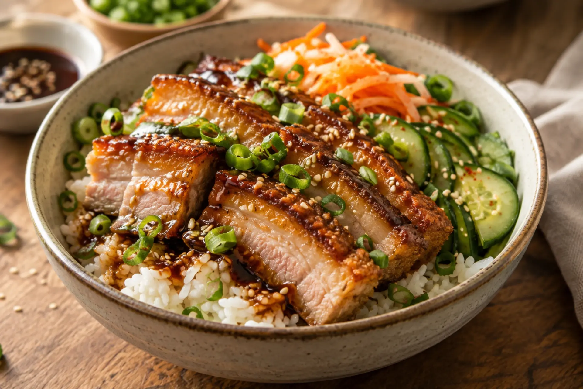 Crispy Pork Belly Rice Bowl
