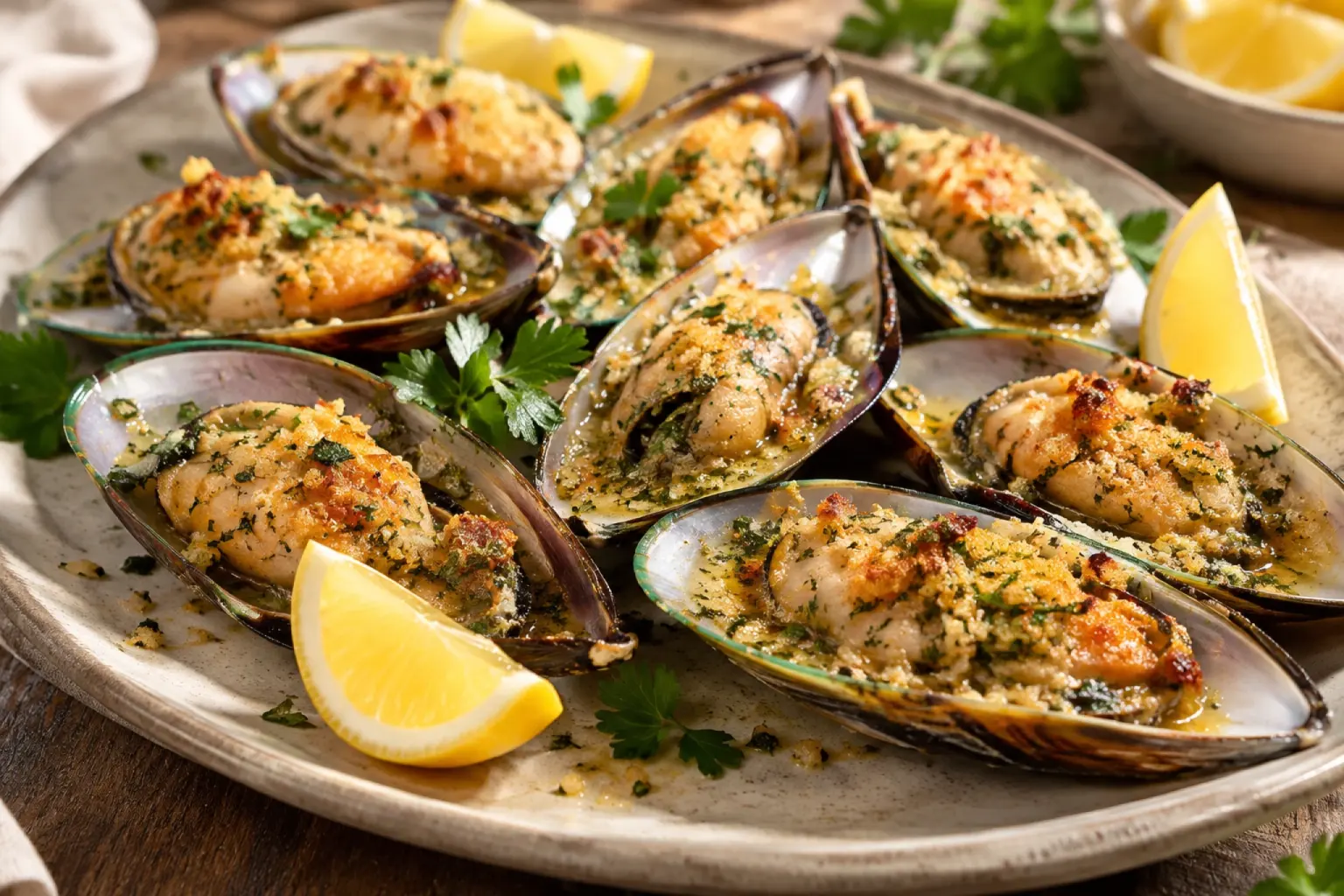 Garlic Butter Green-Shell Mussels