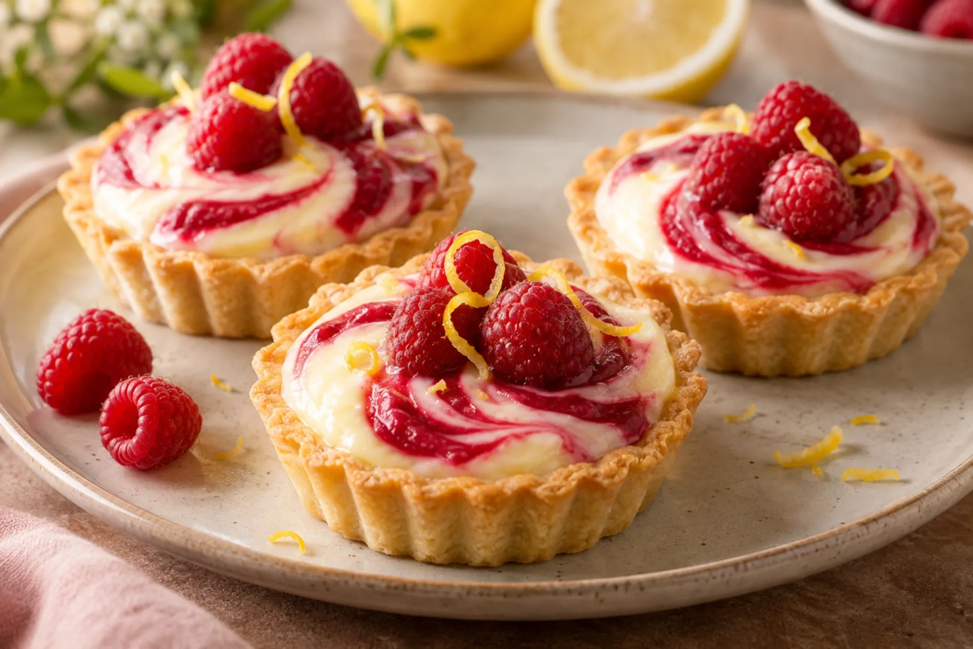 Raspberry Lemon Mousse Tartlets