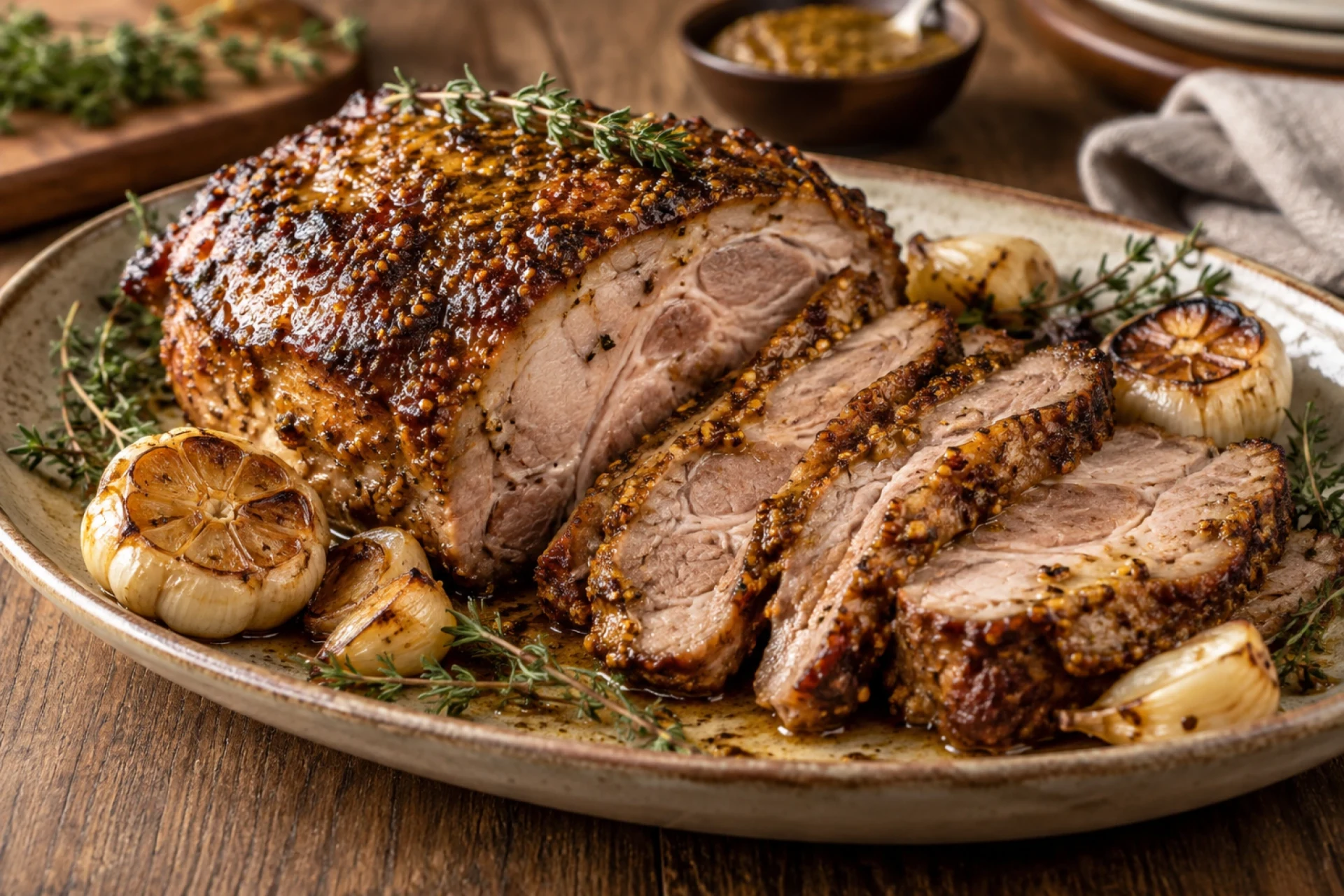Rustic Honey Mustard Roasted Pork Neck