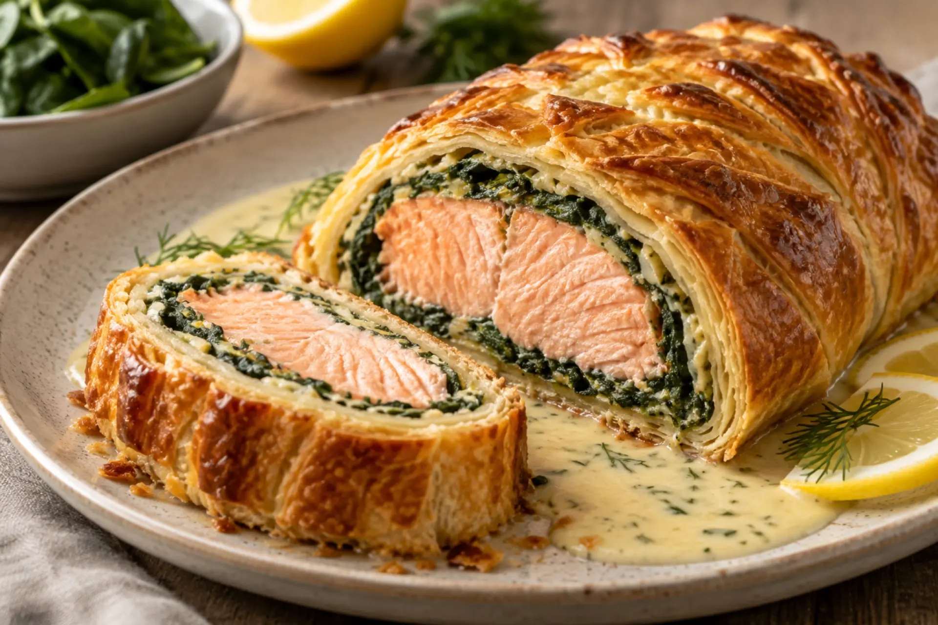 Salmon Wellington with Spinach