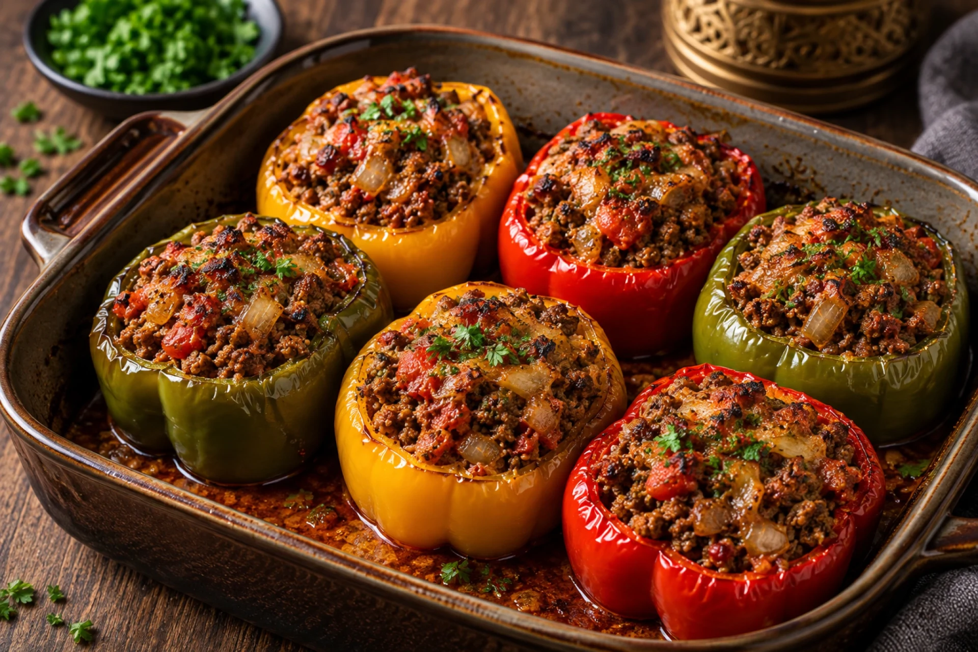 Stuffed Bell Peppers with Mutton Mince